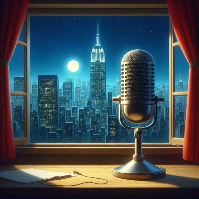 Podcast Mic Nightly Skyline